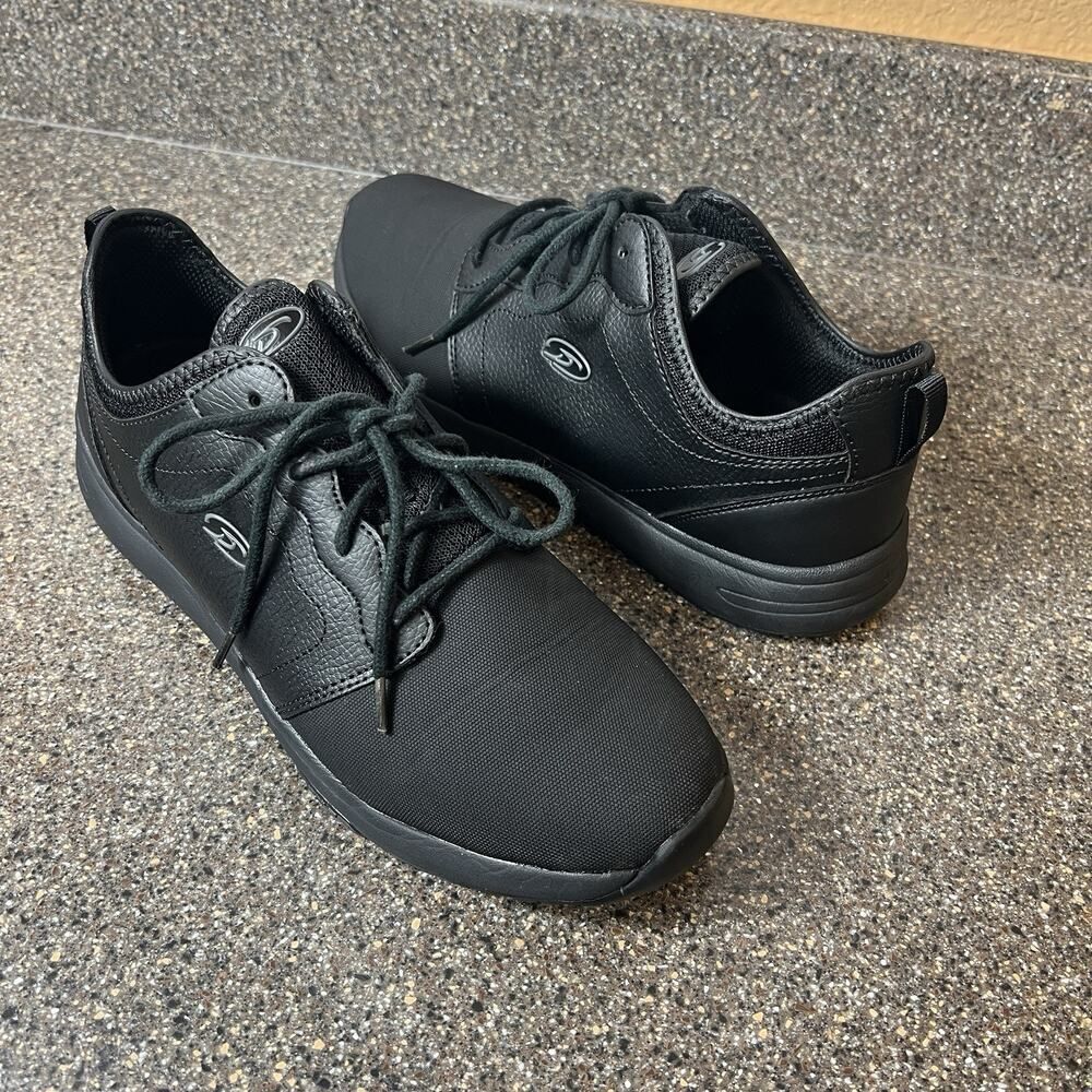 Dr Scholl's Womens Size 10M Fabric Sneaker Work Shoe Black Low Top Lace Up Sport